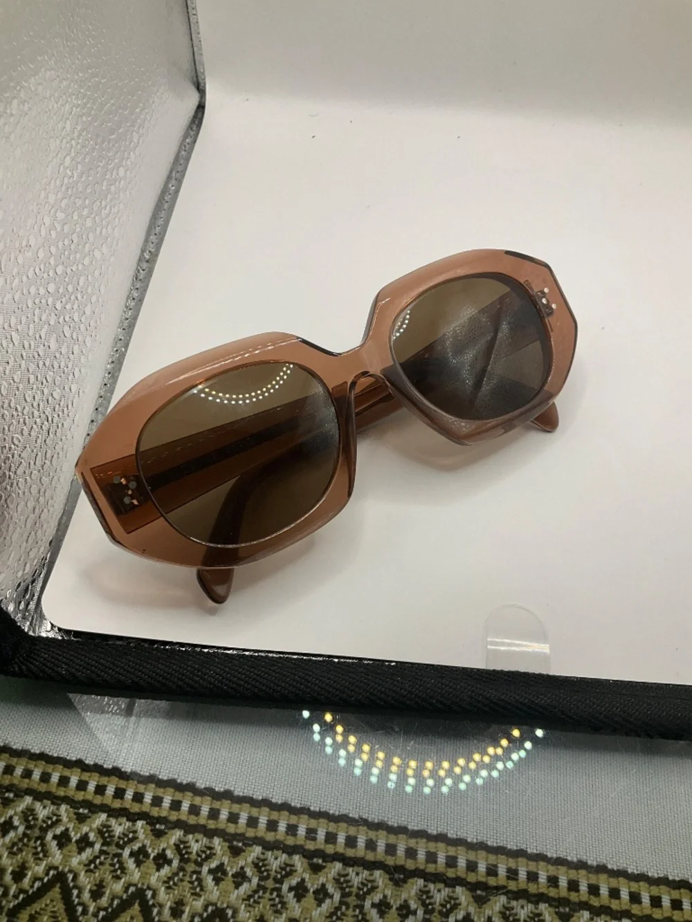 CELINE EYEWEAR Hexagon-frame acetate sunglasses